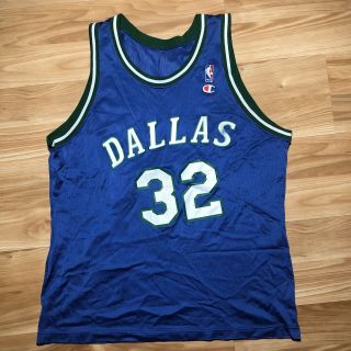Vintage 90s Jamal Mashburn Dallas Mavericks Champion Jersey Size 48 XL 2