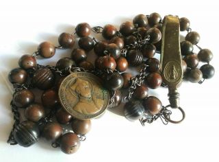 Unusual Rare Old Nun Priest Belt Rosary With Clip