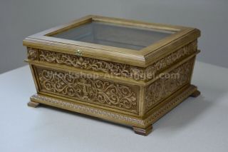 Orthodox Carved Wooden Reliquary Box.  Religious Reliquary For Church.  Oak 20.  86 "