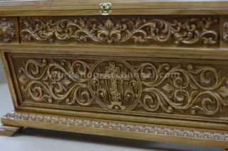 Orthodox Carved Wooden Reliquary box.  Religious Reliquary For Church.  Oak 20.  86 