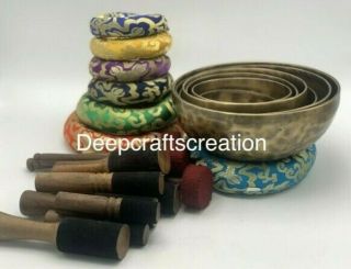 Tiger Antique Set Of 7 - Seven Chakra Frequency Tuned Handmade Bowl From Nepal