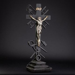 Altar Crucifix | Standing Cross Wood Carving | Jesus Christ Crucifixion | 16.  5 "