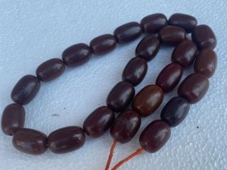 Antique Cherry Amber Bakelite Faturan Islamic Prayer Beads Necklace