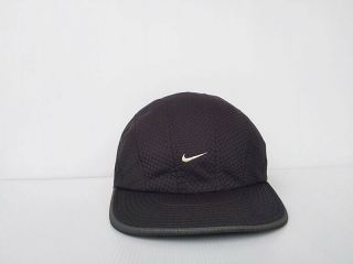 Vintage Nike 7 Panel Black Cap Hat Mesh Air Cool Adjustable " Just Do It "