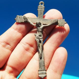 Awesome Antique Pirate Times Crucifix Cross Old 17th Century Pendant Found
