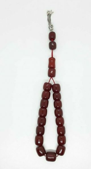 93 Grams Antique Faturan Cherry Amber Bakelite Rosary/Prayer Beads Damari/Veins. 5
