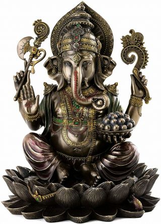 Ganesh On Lotus Pedestal Statue Ganesha Lord Of Success And Destroyer Of Evil