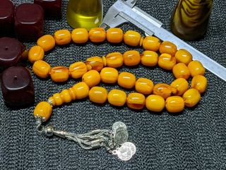 Islamic 33 German Amber Faturan Bakelite Komboloi Prayer Beads فاتوران Misbaha,
