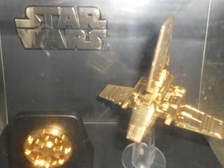 Rare Star Wars 24kt Gold Plated Imperial Shuttle And Emblem W/case