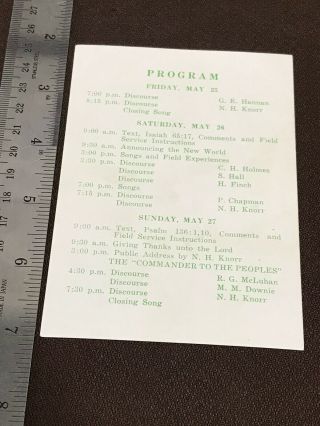 Watchtower - 1945 Convention Program.