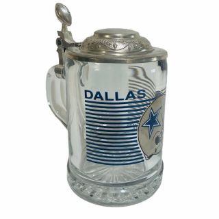 Dallas Cowboys Glass Stein With Metal Lid Italy