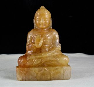 Spiritual Natural Orange Quartz 2973 Carat Gemstone Buddha Statue For Home Decor