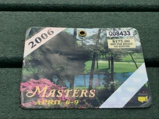 2006 Masters Badge Phil Mickelson Champion - Augusta National Souvenir Ticket