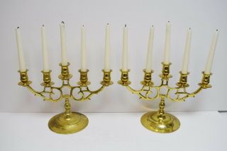 Older Brass 5 Light Altar Candelabra Candlesticks,  (cu552) Church