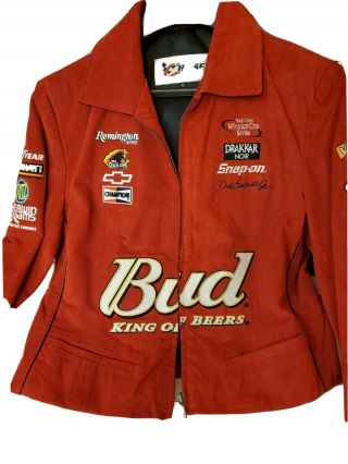 Dale Earnhardt Jr Nascar Budweiser Jacket Womens Jrs M Chase Red