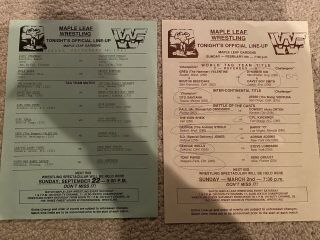 Wwf Program Insert Lineup Match Cards.  Maple Leaf Gardens Toronto 9/1/85 2/9/86.