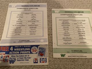 Wwf Program Insert Lineup Match Cards.  Nassau Coliseum Ny 5/2/86 12/1/86.