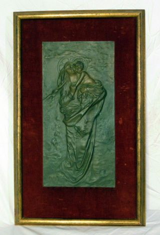 Large Domenico Morelli Bronze Bas - Relief Plaque Madonna And Child Baby Jesus