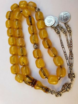 Islamic Prayer German Faturan Amber stone Rosary 33 Barrel Beads Tasbeeh 2