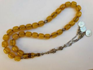Islamic Prayer German Faturan Amber stone Rosary 33 Barrel Beads Tasbeeh 3