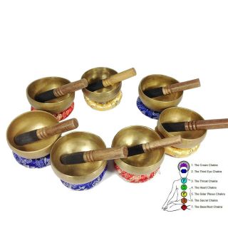 7 Chakra Healing Singing Bowl Set - Tibetan - Handmade Singing Bowl From Nepal