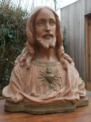 Sacred Heart Of Jesus Sculpture | Christ Bust Statue | Plaster Figure