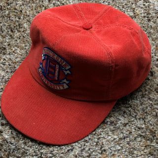 Vintage Duquesne University Dukes Adjustable Hat Red Corduroy Embroidered