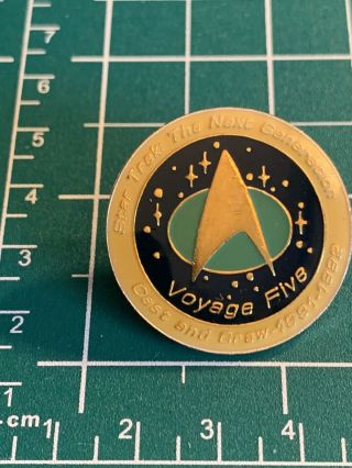 Star Trek: The Next Generation Voyage Five Cast and Crew Logo Metal Pin 2