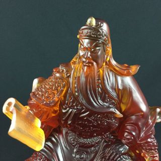 Amore Jewell Kwan Kong statue (Guan Gong - Guan Yu) Buddha Liuli Crystal Glass 2