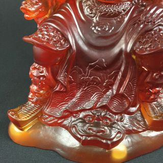 Amore Jewell Kwan Kong statue (Guan Gong - Guan Yu) Buddha Liuli Crystal Glass 3