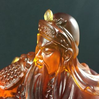 Amore Jewell Kwan Kong statue (Guan Gong - Guan Yu) Buddha Liuli Crystal Glass 4