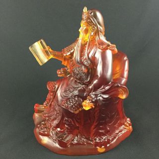 Amore Jewell Kwan Kong statue (Guan Gong - Guan Yu) Buddha Liuli Crystal Glass 5