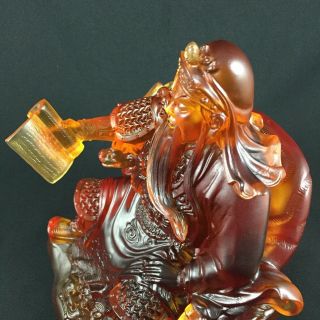 Amore Jewell Kwan Kong statue (Guan Gong - Guan Yu) Buddha Liuli Crystal Glass 6