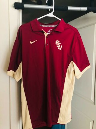 Nike Florida State Seminoles Polo Shirt Adult Large Red Gold Dri Fit Fsu Men 90s