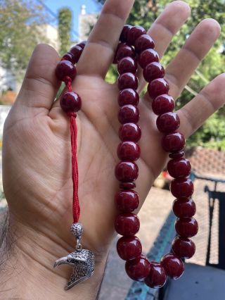Cherry Amber Faturan Misbaha Islamic Tasbih Rosary Prayer Beads Ottoman Style