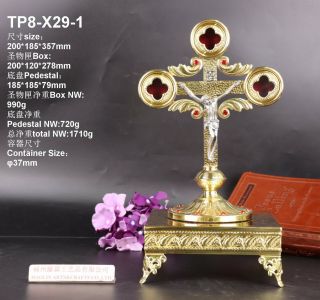 Brass Reliquary The Cross Of Jesus Christ For With Tabor Pedestal Tp - 8 - X29 - 1