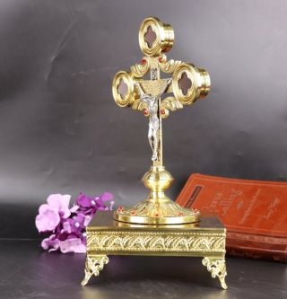 Brass Reliquary The Cross of Jesus Christ for with Tabor Pedestal TP - 8 - X29 - 1 2