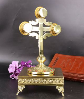Brass Reliquary The Cross of Jesus Christ for with Tabor Pedestal TP - 8 - X29 - 1 3