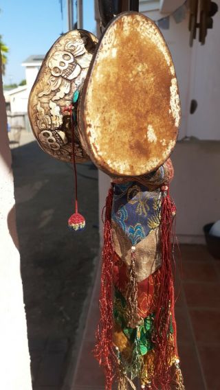 Tibetan vintage monkey kapala damaru drum,  (authentic kapala,  not resin) 4