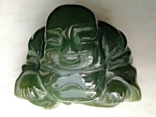 Green Jade Buddha Happy Sitting Statue
