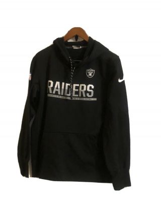 Nike Nfl On The Field Raiders Therma Fit Sz M Black Pullover Hoodie Sweatshirt