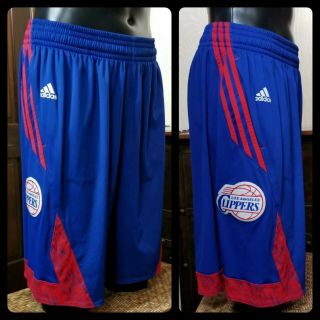 Los Angeles Clippers Adidas Blue 3 Stripe Basketball Activewear Logo Shorts Sz L