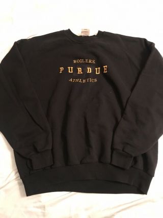 Purdue Boilermakers Athletics Vintage Black Embroidered Crewneck Sweatshirt Xxl