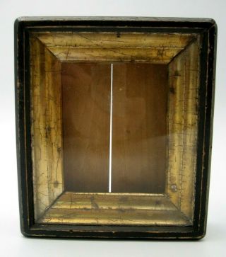 Antique 19c Russian Antique Orthodo Icon Small Kiot Goldplated Frame Shadow Box