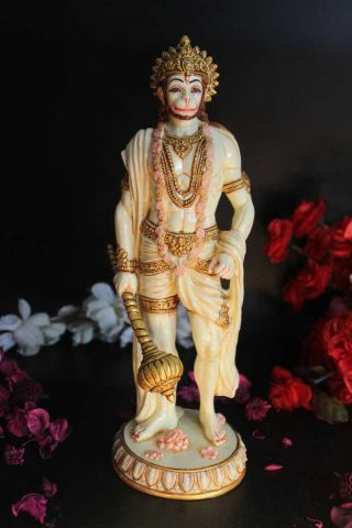 Lord Hanuman Statue Hindu Love God Figure Antique Meditation Antique Yoga Statue