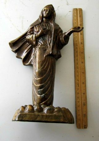 Old Bronze Mary Statue 11.  5 " Hx7 " W (29 X18 Cm) /9 Lb (4 Kg),  So & Antiques