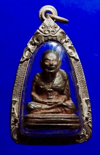 Phra Lp Thuad (roon Bae Thong 2505 Be) Wat Chang Hai Qs282 Thai Amulet Antique