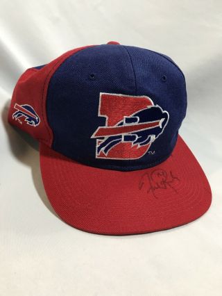 Vintage 90s Buffalo Bills Logo Athletic Pro Line Hat Cap Frank Reich Autographed