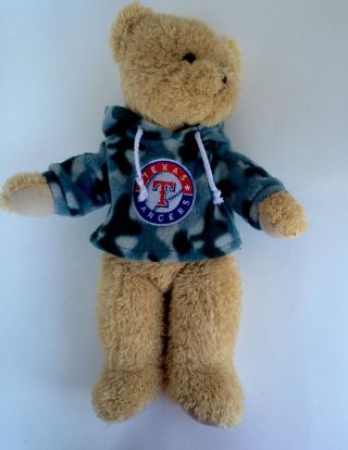 Pre - Owned Texas Rangers Mlb Teddy Bear Plush With Camo Hoodie