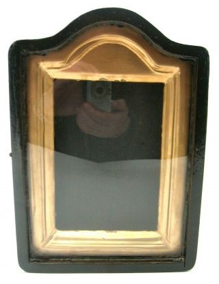 Antique 19c Russian Antique Orthodo Icon Middle Kiot Goldplated Frame Shadow Box